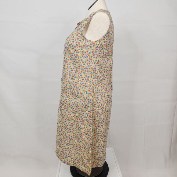 VTG 70's Sue Sherry Green Floral Retro House Coat Shift Dress Sz M - Picture 5 of 10
